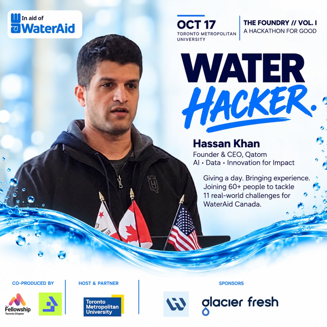 Participation card: Hassan Khan, Founder and CEO of Qatom, Water Hacker at The Foundry Vol. 1.